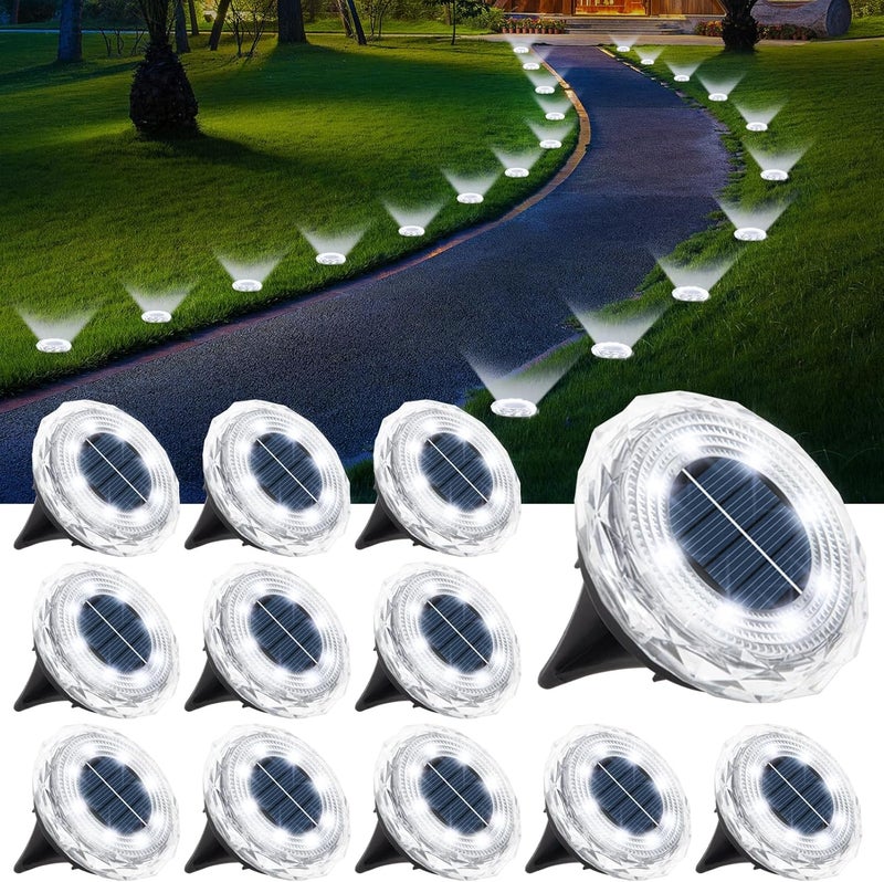 echosari Solar Ground Lights 12 Pack, Upgraded Solar Garden Lights Auto ON/Off Landscape Lighting Outdoor In-Ground Lights Waterproof Long Lasting for Pathway Walkway Patio (Cool White) - Image 1